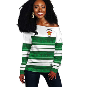Custom Zimbabwe Rugby Off Shoulder Sweater African Heritage Edition - African Pride