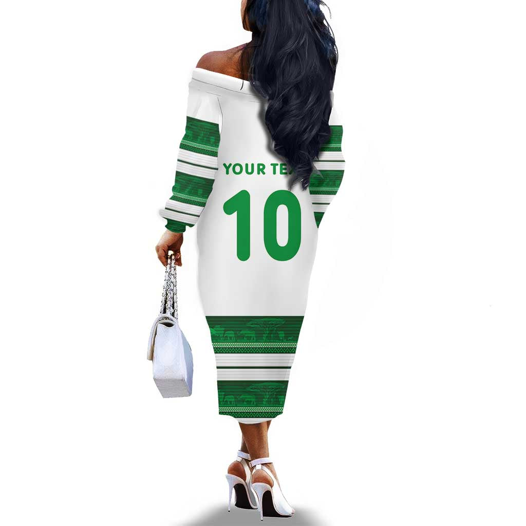 Custom Zimbabwe Rugby Off The Shoulder Long Sleeve Dress African Heritage Edition - African Pride