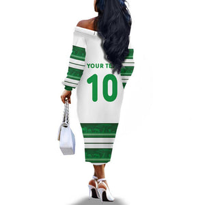 Custom Zimbabwe Rugby Off The Shoulder Long Sleeve Dress African Heritage Edition - African Pride