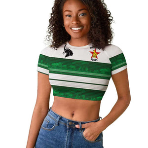 Custom Zimbabwe Rugby Raglan Cropped T shirt African Heritage Edition - African Pride