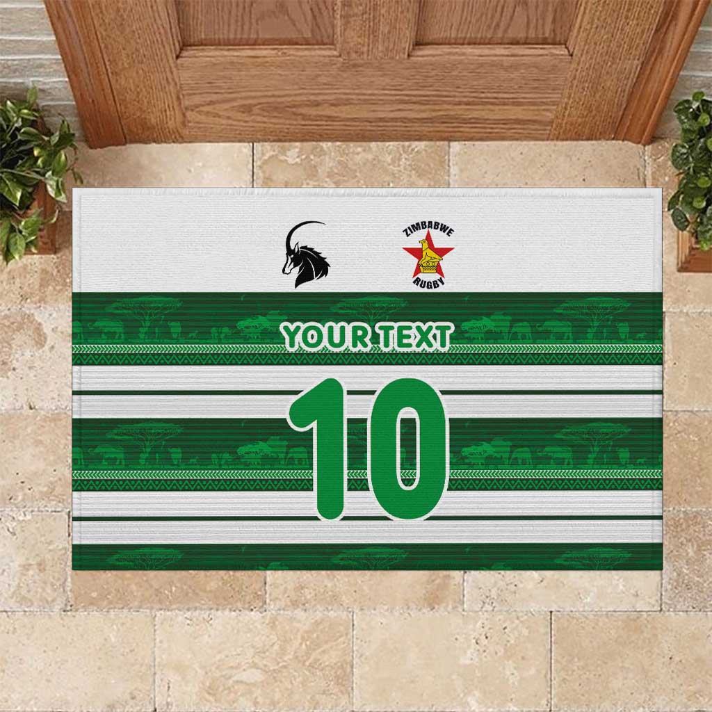 Custom Zimbabwe Rugby Rubber Doormat African Heritage Edition - African Pride