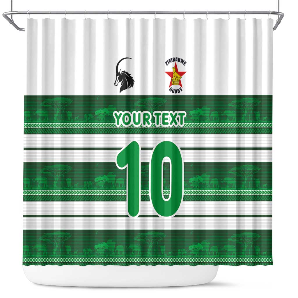 Custom Zimbabwe Rugby Shower Curtain African Heritage Edition - African Pride