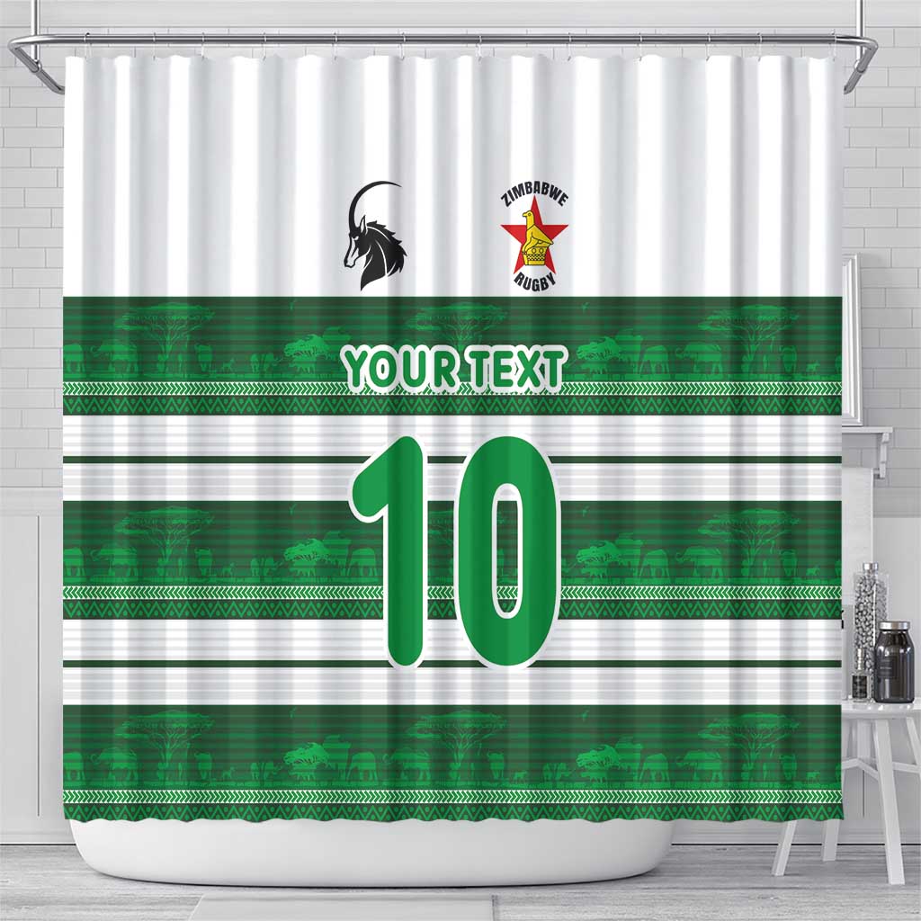 Custom Zimbabwe Rugby Shower Curtain African Heritage Edition - African Pride