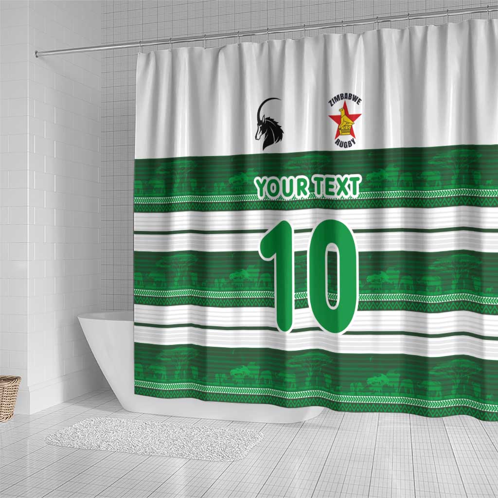 Custom Zimbabwe Rugby Shower Curtain African Heritage Edition - African Pride