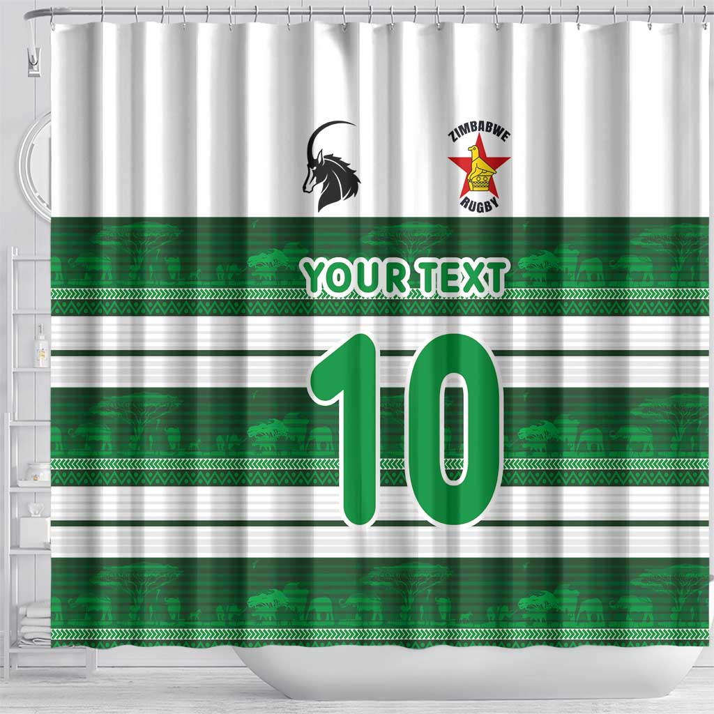 Custom Zimbabwe Rugby Shower Curtain African Heritage Edition - African Pride