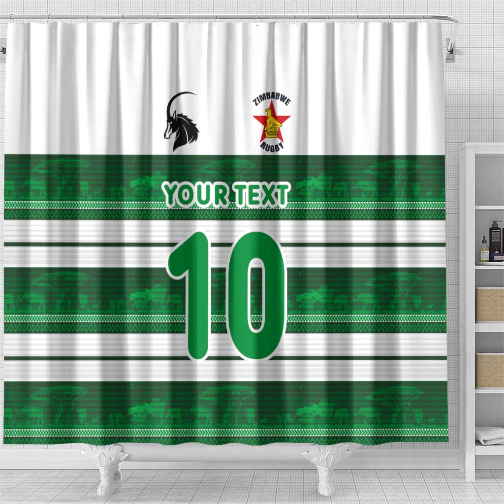 Custom Zimbabwe Rugby Shower Curtain African Heritage Edition - African Pride