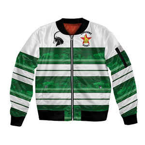 Custom Zimbabwe Rugby Sleeve Zip Bomber Jacket African Heritage Edition - African Pride
