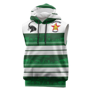 Custom Zimbabwe Rugby Sleeveless Hoodie African Heritage Edition - African Pride