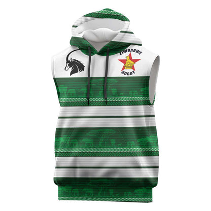Custom Zimbabwe Rugby Sleeveless Hoodie African Heritage Edition - African Pride