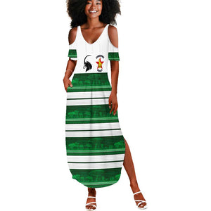 Custom Zimbabwe Rugby Summer Maxi Dress African Heritage Edition - African Pride