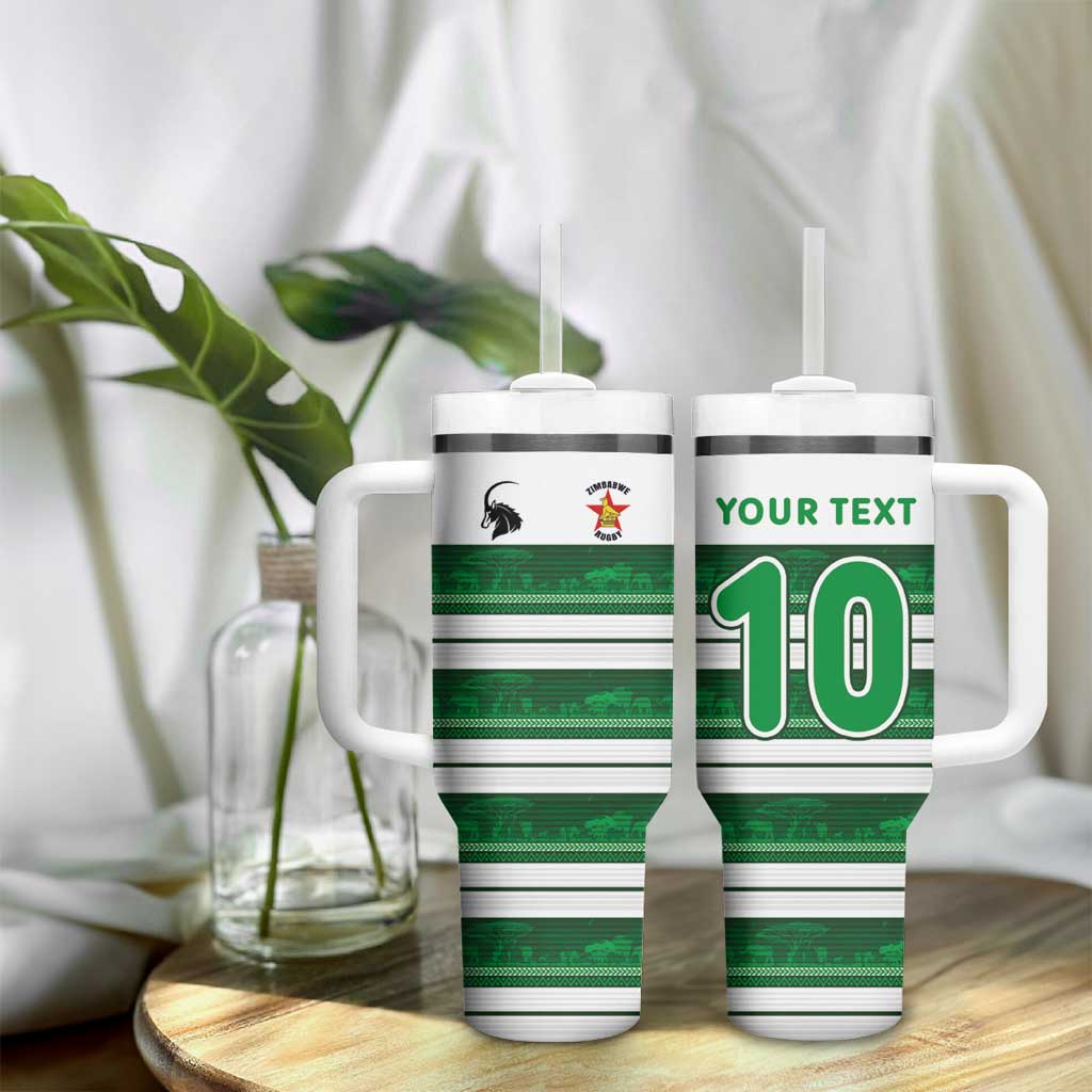Custom Zimbabwe Rugby Tumbler With Handle African Heritage Edition - African Pride