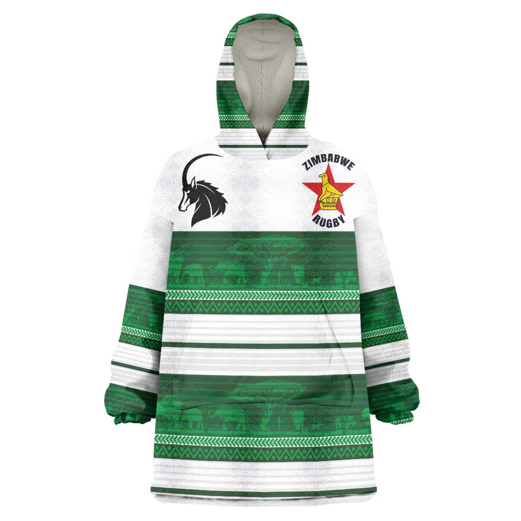 Custom Zimbabwe Rugby Wearable Blanket Hoodie African Heritage Edition - African Pride