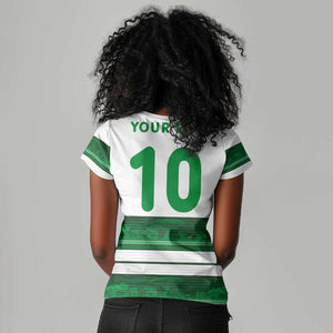 Custom Zimbabwe Rugby Women V-Neck T-Shirt African Heritage Edition - African Pride