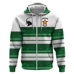 Custom Zimbabwe Rugby Zip Hoodie African Heritage Edition - African Pride