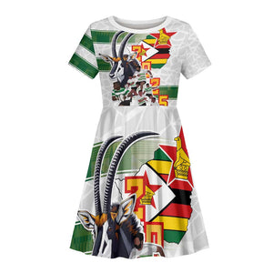 Custom Zimbabwe Rugby The Champions 2025 Kid Short Sleeve Dress Sables-Warriors of Africa - African Pride