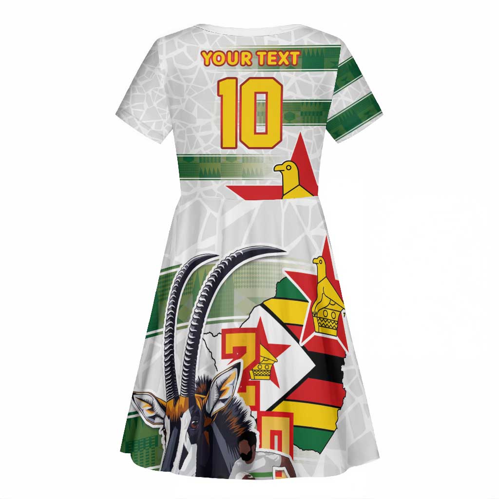 Custom Zimbabwe Rugby The Champions 2025 Kid Short Sleeve Dress Sables-Warriors of Africa - African Pride