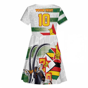 Custom Zimbabwe Rugby The Champions 2025 Kid Short Sleeve Dress Sables-Warriors of Africa - African Pride
