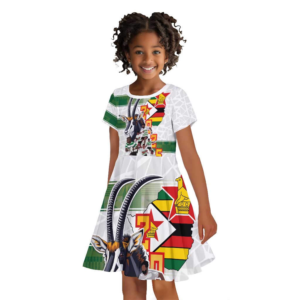 Custom Zimbabwe Rugby The Champions 2025 Kid Short Sleeve Dress Sables-Warriors of Africa - African Pride