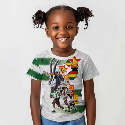 Custom Zimbabwe Rugby The Champions 2025 Kid T shirt Sables-Warriors of Africa - African Pride