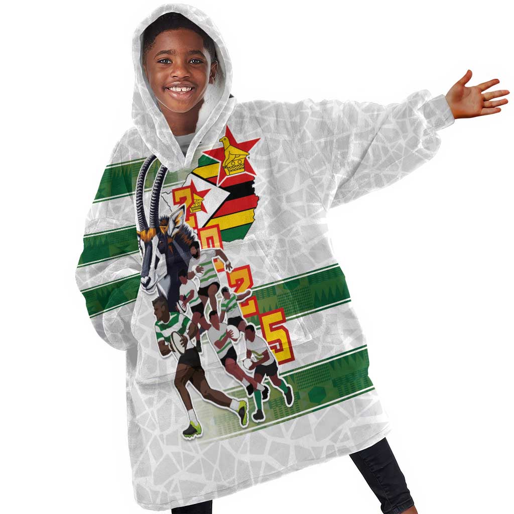 Custom Zimbabwe Rugby The Champions 2025 Kid Wearable Blanket Hoodie Sables-Warriors of Africa - African Pride