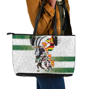 Zimbabwe Rugby The Champions 2025 Leather Tote Bag Sables-Warriors of Africa - African Pride