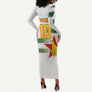 Custom Zimbabwe Rugby The Champions 2025 Long Sleeve Bodycon Dress Sables-Warriors of Africa - African Pride