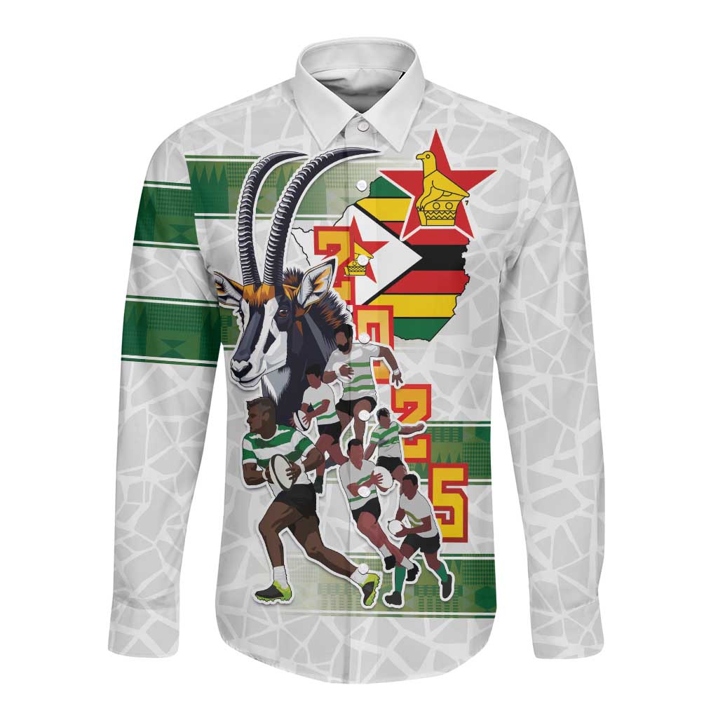 Custom Zimbabwe Rugby The Champions 2025 Long Sleeve Button Shirt Sables-Warriors of Africa - African Pride