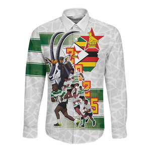 Custom Zimbabwe Rugby The Champions 2025 Long Sleeve Button Shirt Sables-Warriors of Africa - African Pride
