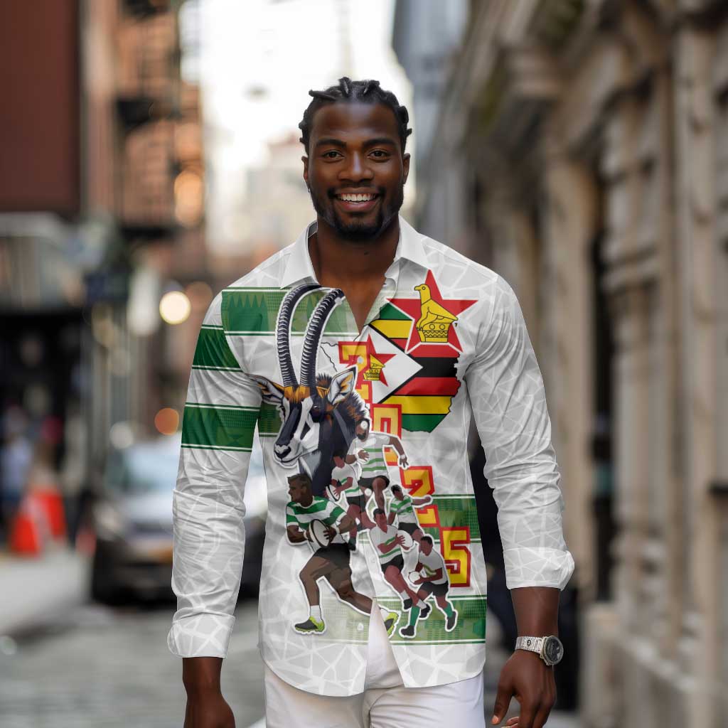 Custom Zimbabwe Rugby The Champions 2025 Long Sleeve Button Shirt Sables-Warriors of Africa - African Pride