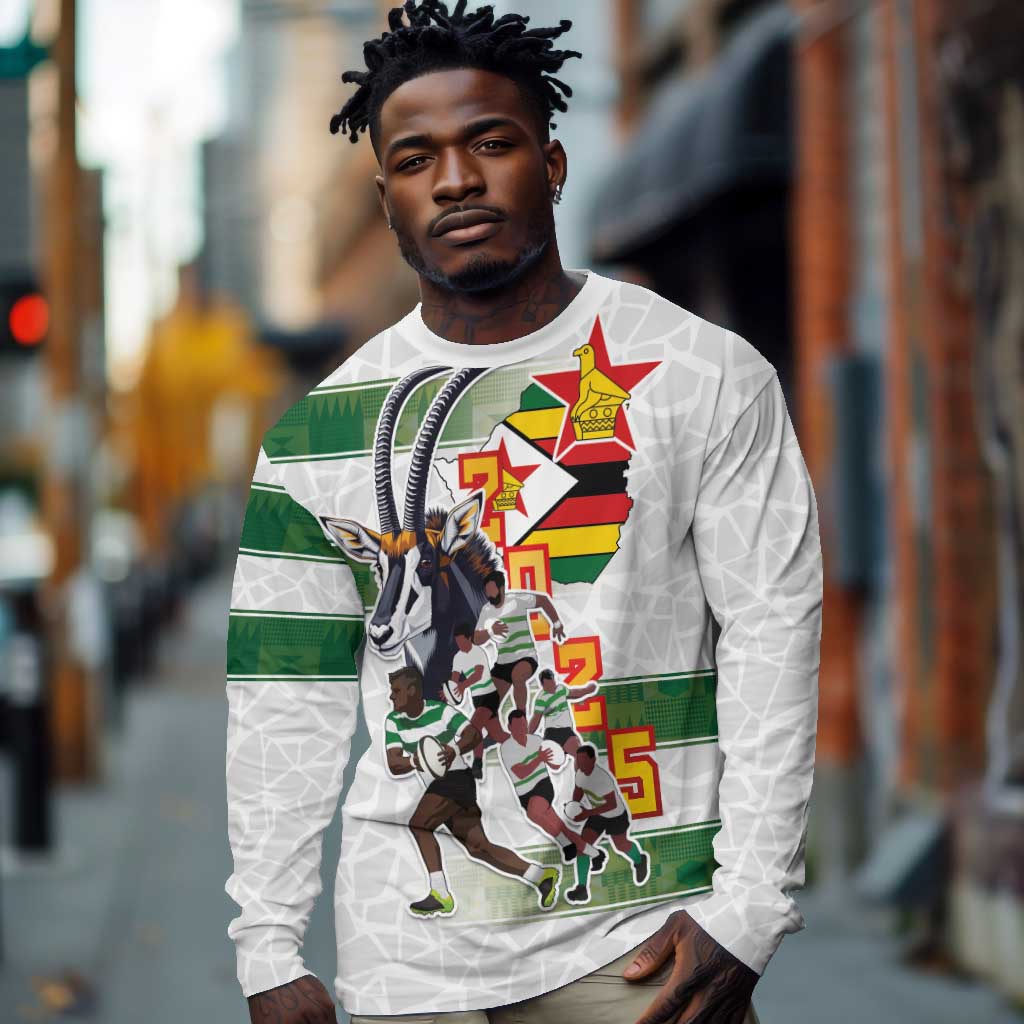 Custom Zimbabwe Rugby The Champions 2025 Long Sleeve Shirt Sables-Warriors of Africa - African Pride