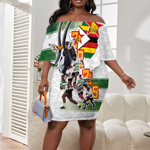 Custom Zimbabwe Rugby The Champions 2025 Off Shoulder Short Dress Sables-Warriors of Africa - African Pride