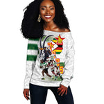 Custom Zimbabwe Rugby The Champions 2025 Off Shoulder Sweater Sables-Warriors of Africa - African Pride