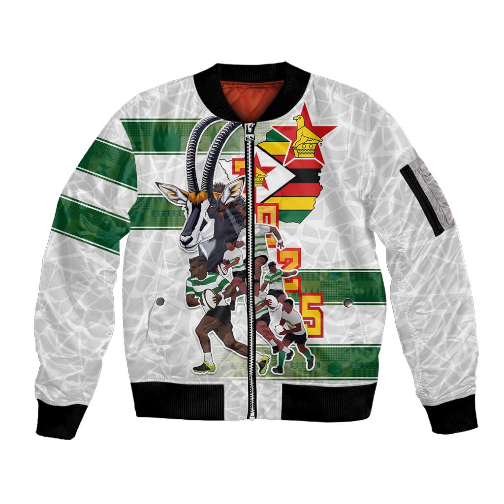 Custom Zimbabwe Rugby The Champions 2025 Sleeve Zip Bomber Jacket Sables-Warriors of Africa - African Pride