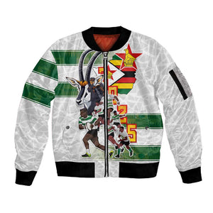 Custom Zimbabwe Rugby The Champions 2025 Sleeve Zip Bomber Jacket Sables-Warriors of Africa - African Pride