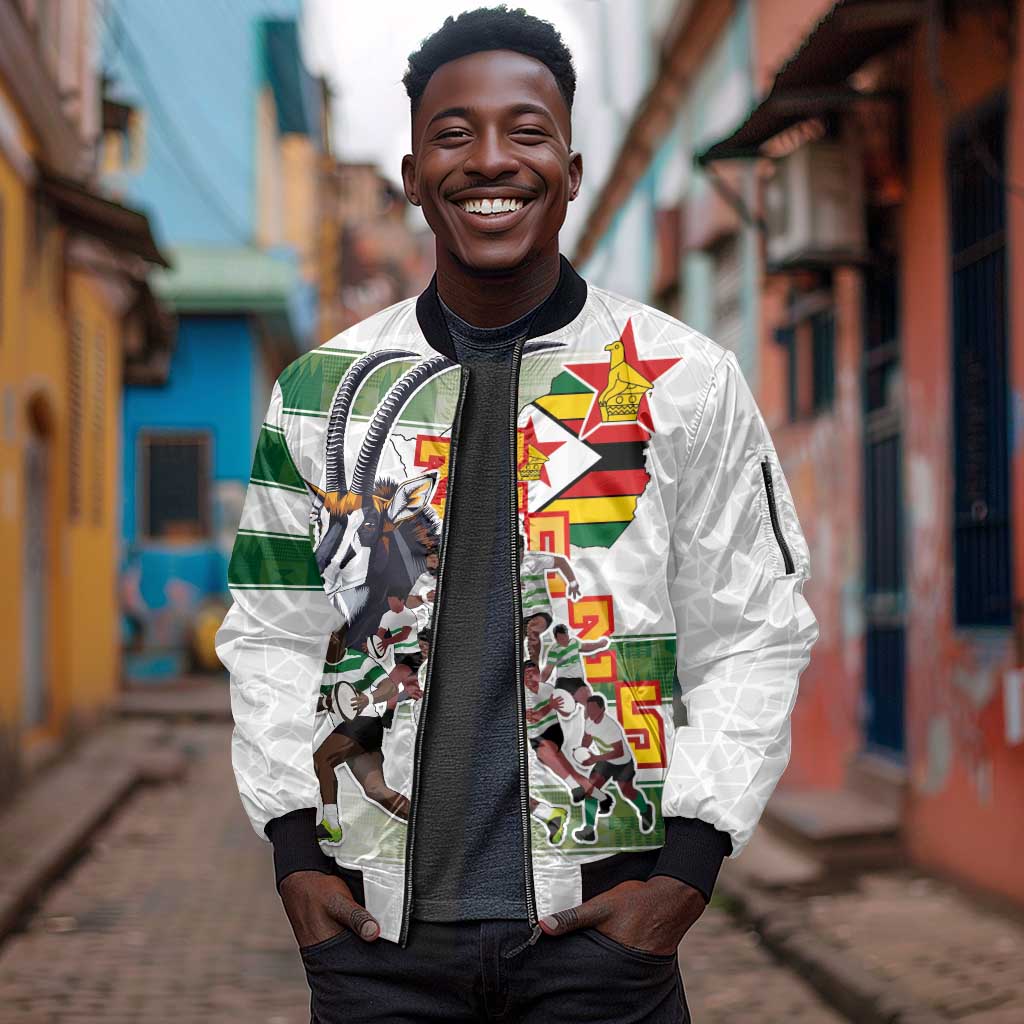 Custom Zimbabwe Rugby The Champions 2025 Sleeve Zip Bomber Jacket Sables-Warriors of Africa - African Pride