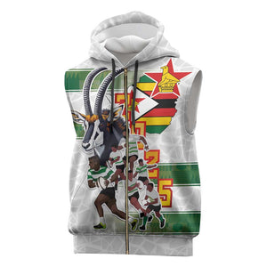 Custom Zimbabwe Rugby The Champions 2025 Sleeveless Zip Hoodie Sables-Warriors of Africa - African Pride