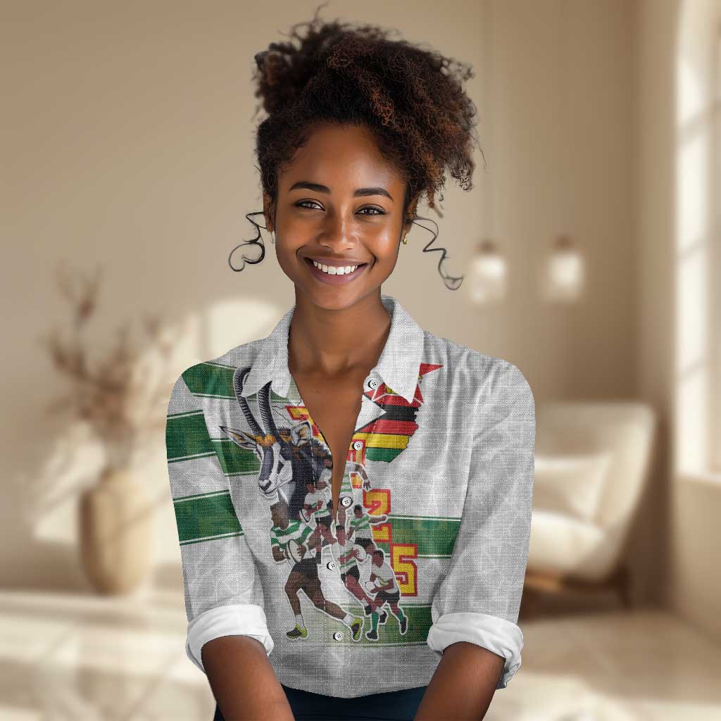 Custom Zimbabwe Rugby The Champions 2025 Women Casual Shirt Sables-Warriors of Africa - African Pride