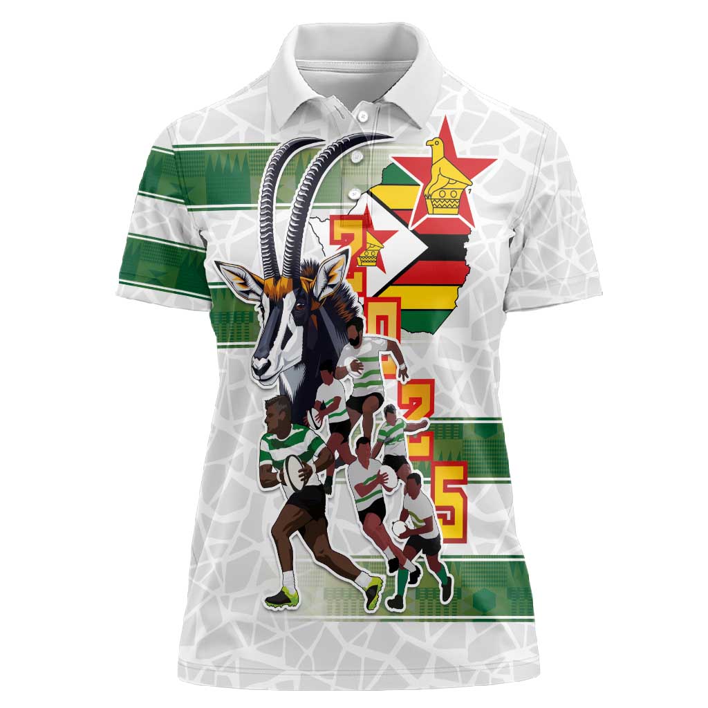 Custom Zimbabwe Rugby The Champions 2025 Women Polo Shirt Sables-Warriors of Africa - African Pride