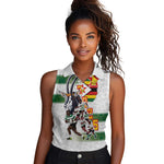 Custom Zimbabwe Rugby The Champions 2025 Women Sleeveless Polo Shirt Sables-Warriors of Africa - African Pride