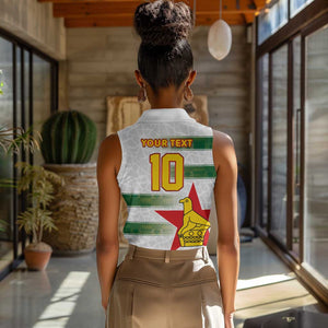 Custom Zimbabwe Rugby The Champions 2025 Women Sleeveless Polo Shirt Sables-Warriors of Africa - African Pride