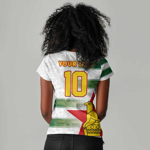 Custom Zimbabwe Rugby The Champions 2025 Women V-Neck T-Shirt Sables-Warriors of Africa - African Pride