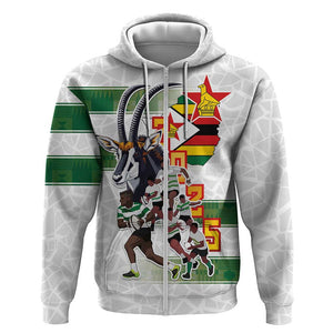 Custom Zimbabwe Rugby The Champions 2025 Zip Hoodie Sables-Warriors of Africa - African Pride