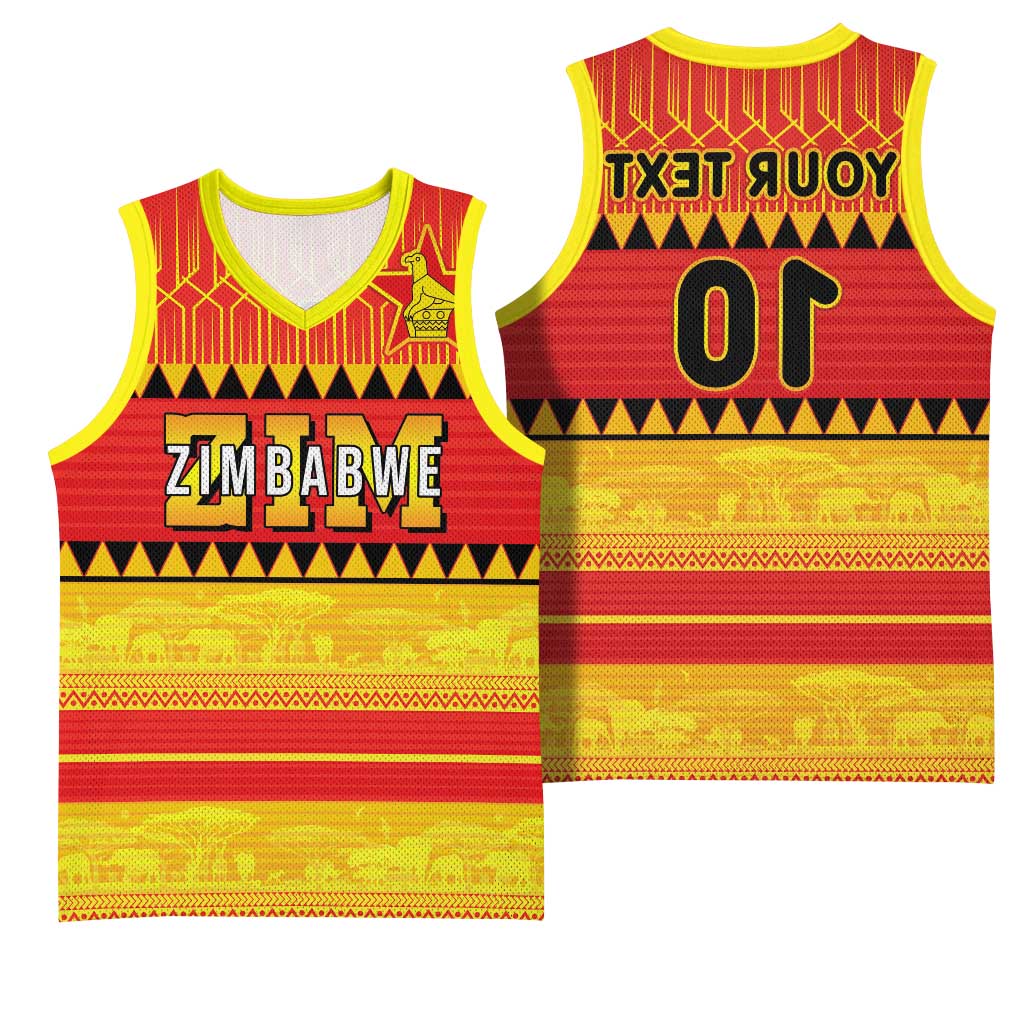 Custom Zimbabwe Cricket Basketball Jersey African Heritage Edition - African Pride