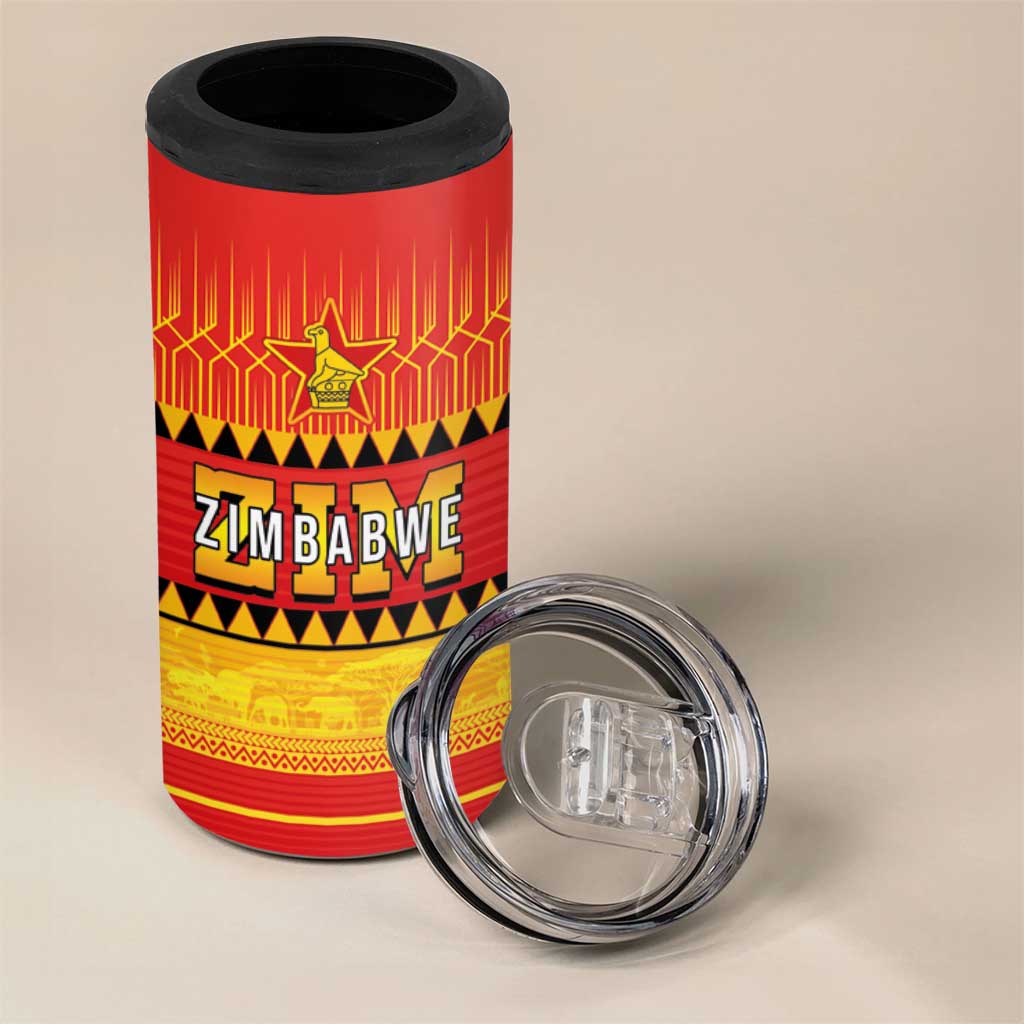 Custom Zimbabwe Cricket 4 in 1 Can Cooler Tumbler African Heritage Edition - African Pride