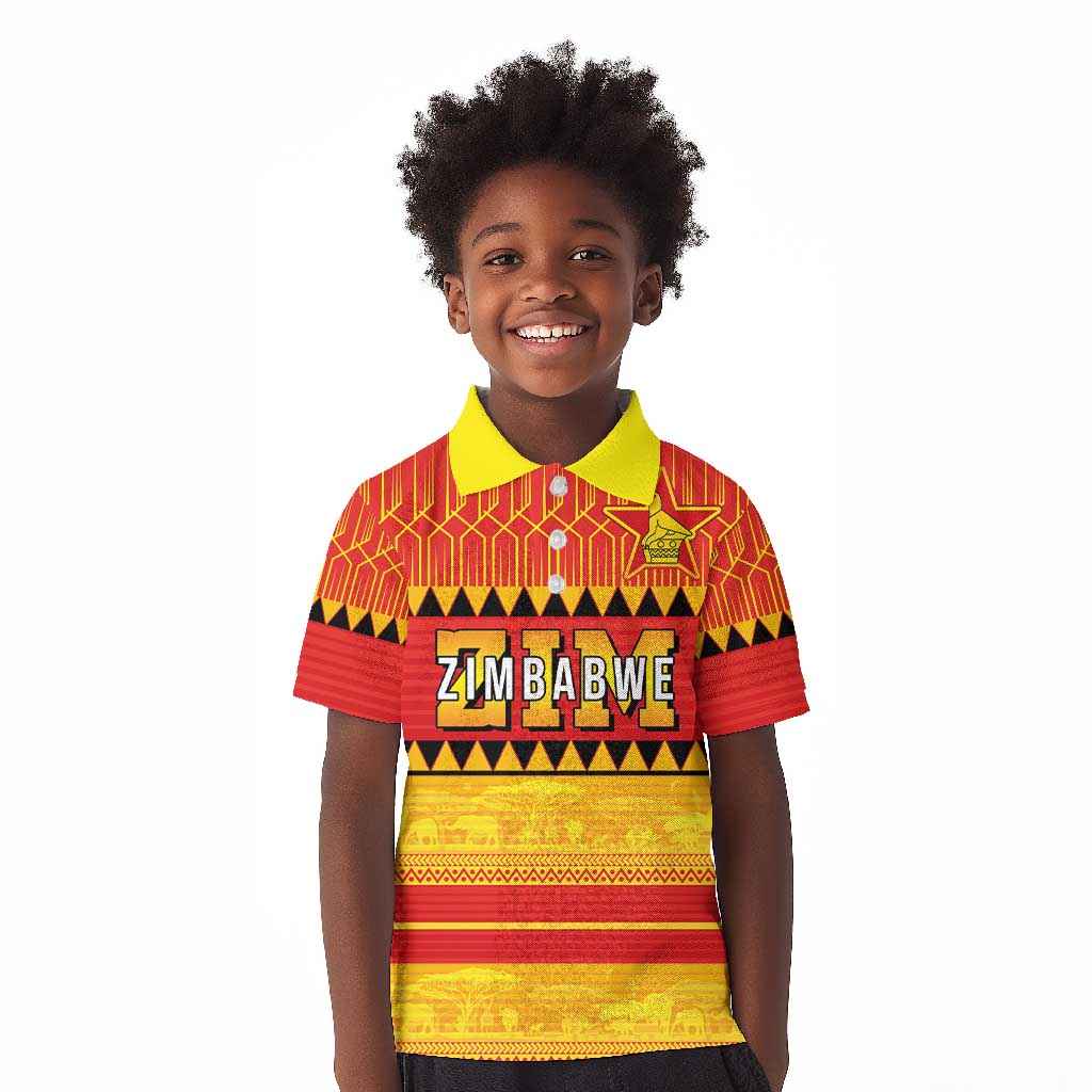 Custom Zimbabwe Cricket Kid Polo Shirt African Heritage Edition - African Pride