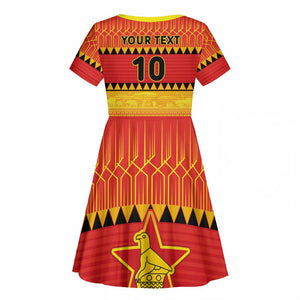 Custom Zimbabwe Cricket Kid Short Sleeve Dress African Heritage Edition - African Pride