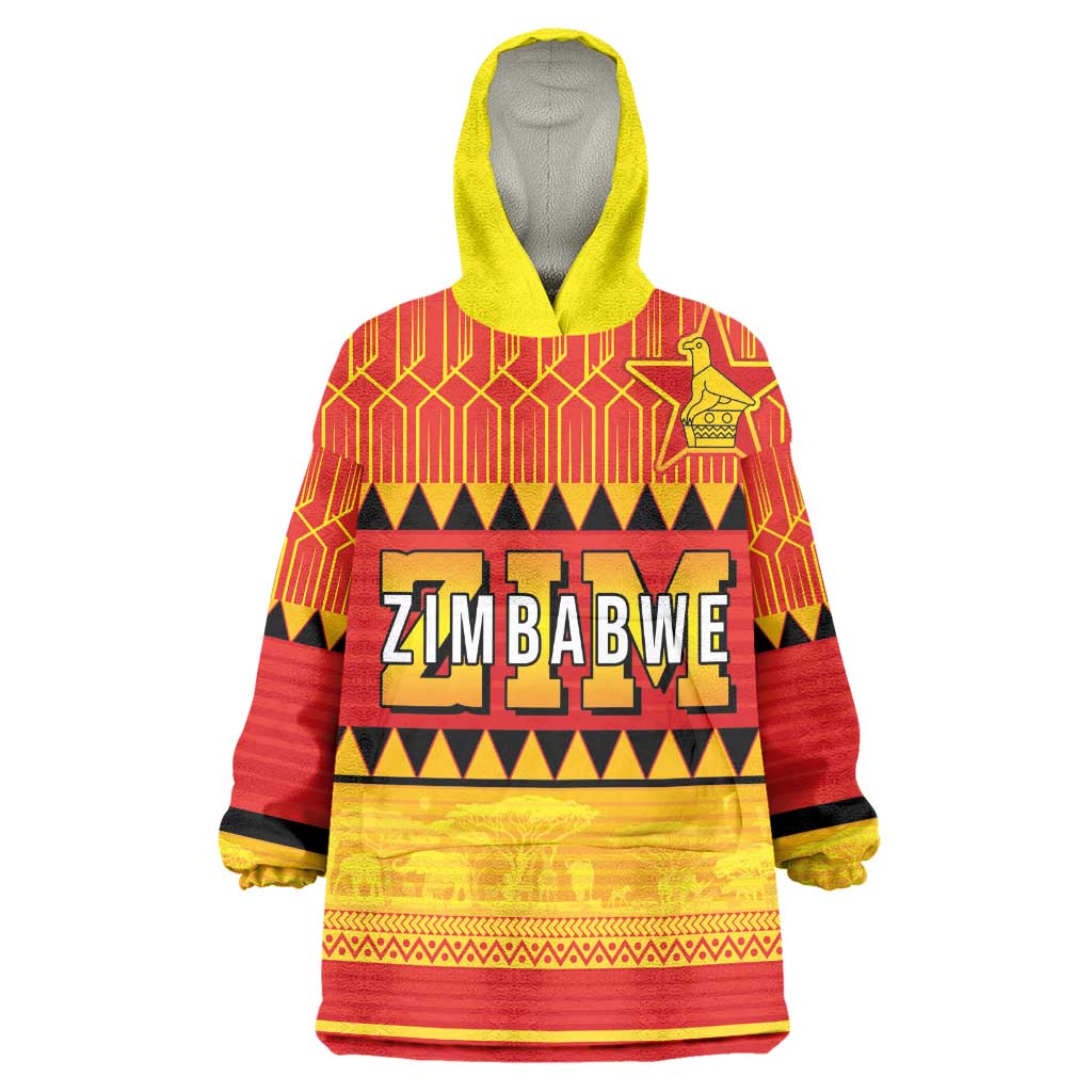 Custom Zimbabwe Cricket Kid Wearable Blanket Hoodie African Heritage Edition - African Pride