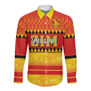 Custom Zimbabwe Cricket Long Sleeve Button Shirt African Heritage Edition - African Pride