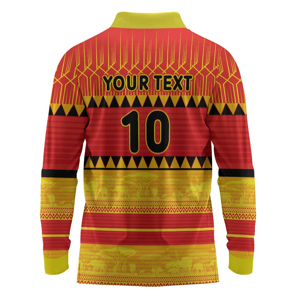 Custom Zimbabwe Cricket Long Sleeve Polo Shirt African Heritage Edition - African Pride