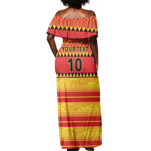 Custom Zimbabwe Cricket Off Shoulder Maxi Dress African Heritage Edition - African Pride